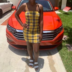 Plaid Yellow Mini Dress